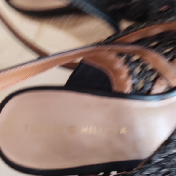 Tommy Hilfiger Black and Tan Woven Wedges - Picture 6 of 13